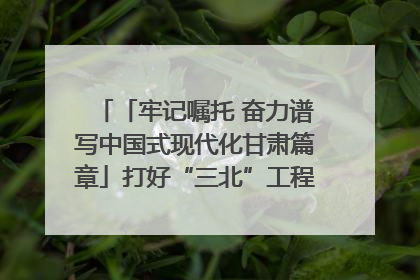 「牢记嘱托 奋力谱写中国式现代化甘肃篇章」打好“三北”工程攻坚战 筑牢国家西部生态安全屏障