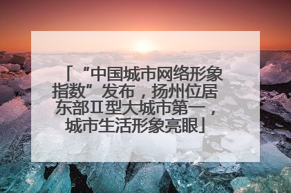 “中国城市网络形象指数”发布，扬州位居东部Ⅱ型大城市第一，城市生活形象亮眼