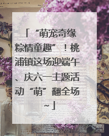 “萌宠奇缘 粽情童趣”！桃浦镇这场迎端午、庆六一主题活动“萌”翻全场～