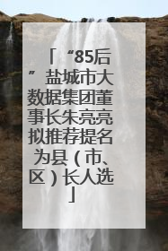 “85后”盐城市大数据集团董事长朱亮亮拟推荐提名为县（市、区）长人选