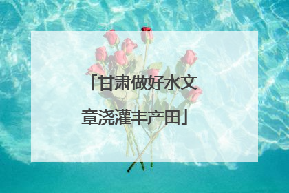 甘肃做好水文章浇灌丰产田