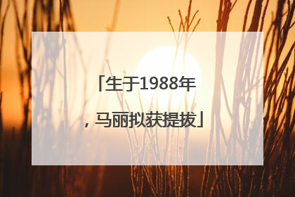 生于1988年，马丽拟获提拔