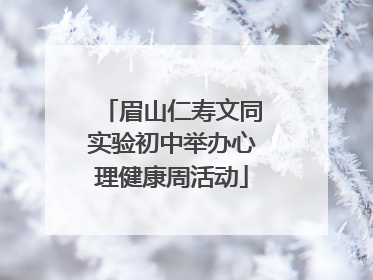 眉山仁寿文同实验初中举办心理健康周活动