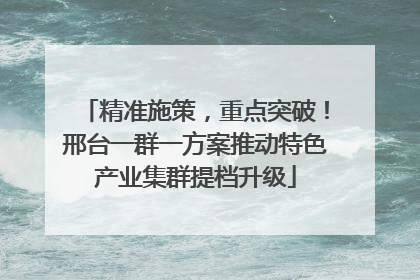 精准施策，重点突破！邢台一群一方案推动特色产业集群提档升级