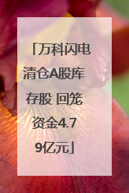 万科闪电清仓A股库存股 回笼资金4.79亿元