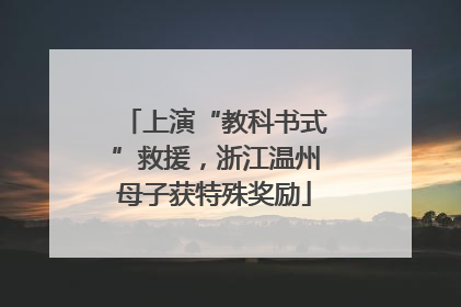 上演“教科书式”救援，浙江温州母子获特殊奖励