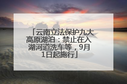 云南立法保护九大高原湖泊：禁止在入湖河道洗车等，9月1日起施行