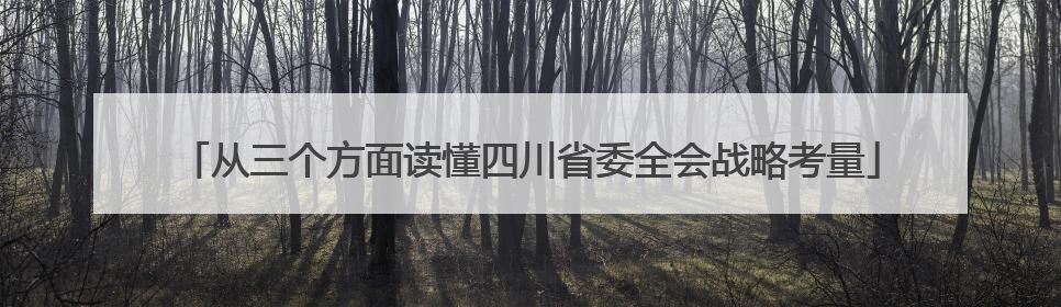 从三个方面读懂四川省委全会战略考量