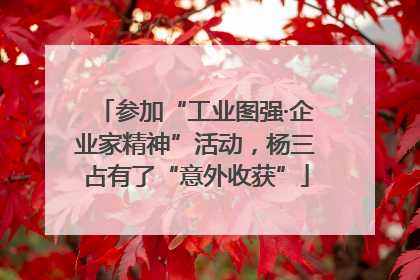 参加“工业图强·企业家精神”活动，杨三占有了“意外收获”