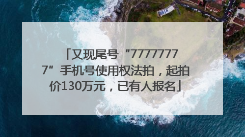 又现尾号“77777777”手机号使用权法拍，起拍价130万元，已有人报名