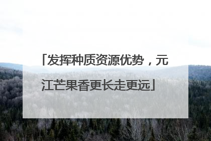 发挥种质资源优势，元江芒果香更长走更远