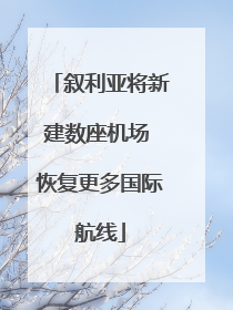 叙利亚将新建数座机场 恢复更多国际航线