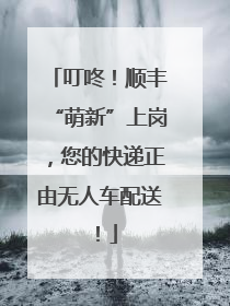 叮咚！顺丰“萌新”上岗，您的快递正由无人车配送！