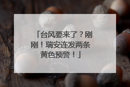 台风要来了？刚刚！瑞安连发两条黄色预警！