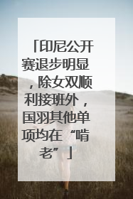 印尼公开赛退步明显，除女双顺利接班外，国羽其他单项均在“啃老”