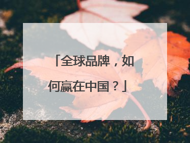 全球品牌，如何赢在中国？