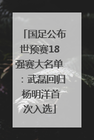 国足公布世预赛18强赛大名单：武磊回归 杨明洋首次入选