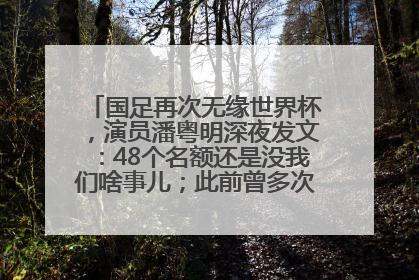 国足再次无缘世界杯，演员潘粤明深夜发文：48个名额还是没我们啥事儿；此前曾多次为国足发声