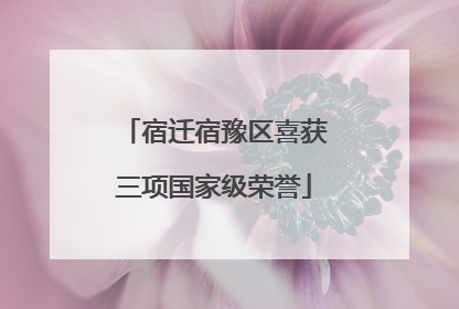 宿迁宿豫区喜获三项国家级荣誉
