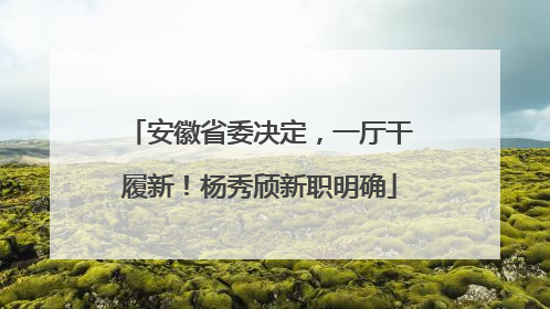 安徽省委决定，一厅干履新！杨秀颀新职明确