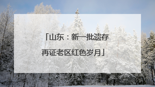 山东：新一批遗存再证老区红色岁月