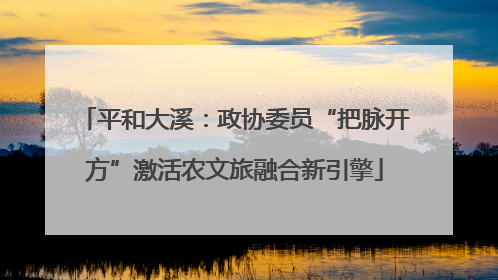 平和大溪：政协委员“把脉开方”激活农文旅融合新引擎