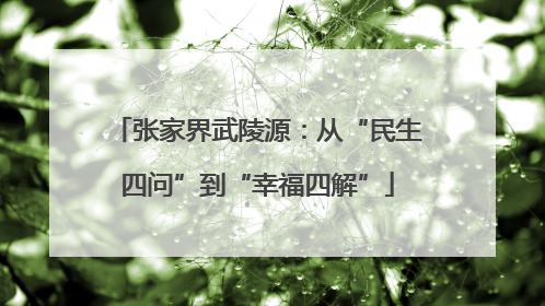 张家界武陵源：从“民生四问”到“幸福四解”