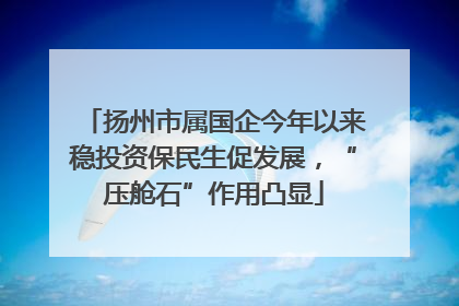 扬州市属国企今年以来稳投资保民生促发展，“压舱石”作用凸显