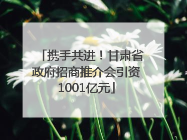 携手共进！甘肃省政府招商推介会引资1001亿元