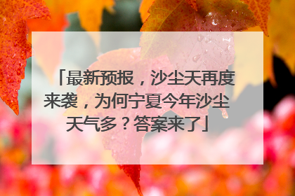 最新预报，沙尘天再度来袭，为何宁夏今年沙尘天气多？答案来了