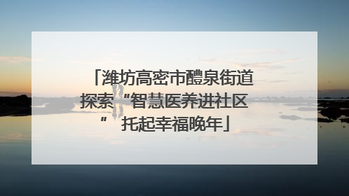 潍坊高密市醴泉街道探索“智慧医养进社区” 托起幸福晚年