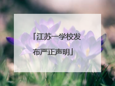 江苏一学校发布严正声明