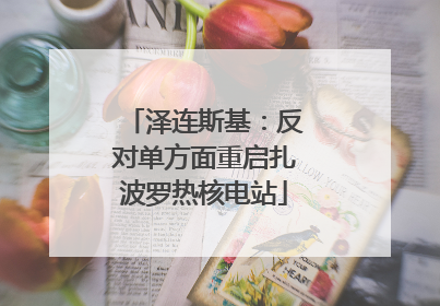 泽连斯基：反对单方面重启扎波罗热核电站