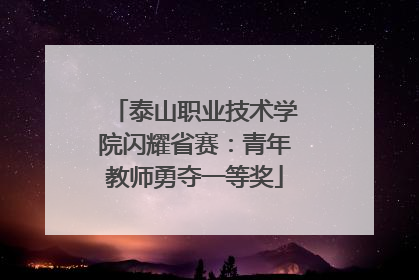 泰山职业技术学院闪耀省赛：青年教师勇夺一等奖
