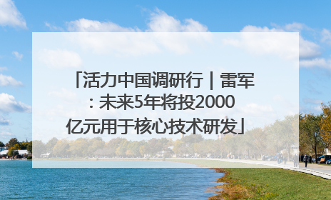 活力中国调研行｜雷军：未来5年将投2000亿元用于核心技术研发