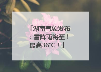 湖南气象发布：雷阵雨将至！最高36℃！