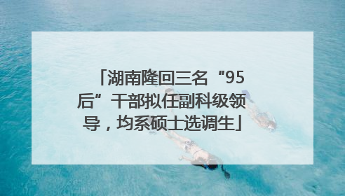 湖南隆回三名“95后”干部拟任副科级领导，均系硕士选调生