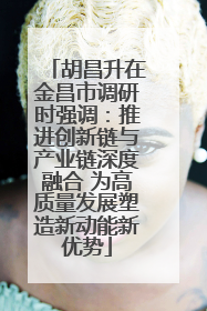 胡昌升在金昌市调研时强调：推进创新链与产业链深度融合 为高质量发展塑造新动能新优势