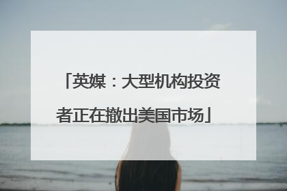 英媒：大型机构投资者正在撤出美国市场