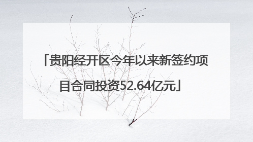 贵阳经开区今年以来新签约项目合同投资52.64亿元