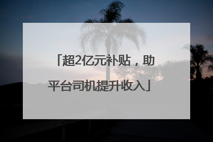 超2亿元补贴，助平台司机提升收入