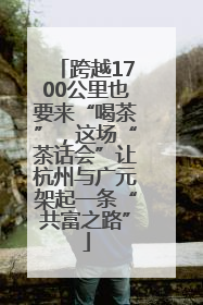 跨越1700公里也要来“喝茶”，这场“茶话会”让杭州与广元架起一条“共富之路”