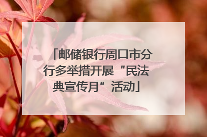 邮储银行周口市分行多举措开展“民法典宣传月”活动