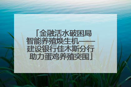 金融活水破困局 智能养殖焕生机——建设银行佳木斯分行助力蛋鸡养殖突围