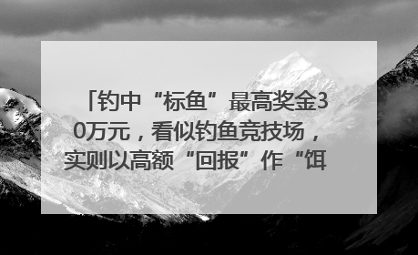钓中“标鱼”最高奖金30万元，看似钓鱼竞技场，实则以高额“回报”作“饵”……｜今晚九点半
