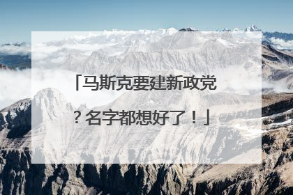 马斯克要建新政党？名字都想好了！
