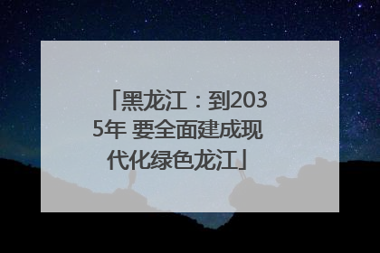 黑龙江：到2035年 要全面建成现代化绿色龙江