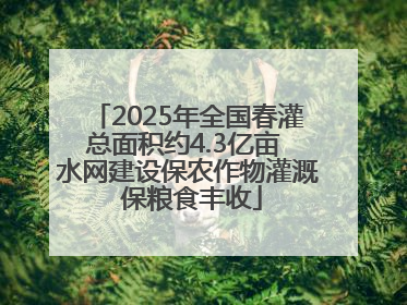 2025年全国春灌总面积约4.3亿亩 水网建设保农作物灌溉 保粮食丰收