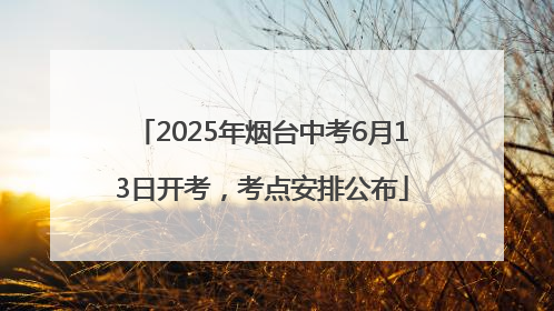 2025年烟台中考6月13日开考，考点安排公布