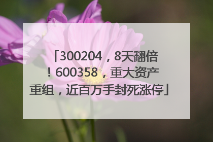 300204，8天翻倍！600358，重大资产重组，近百万手封死涨停